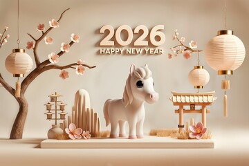 2026年_年賀状_素材_横_3D_馬_108