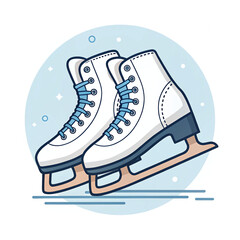 Pair of Elegant White Ice Skates, Ready for Winter Fun.