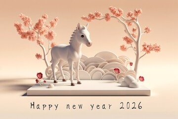 2026年_年賀状_素材_横_3D_馬_109