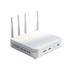 White square wireless router with four antennae
