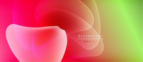 Abstract fluid shapes blend vibrant colors. Red transitions to yellow, green creates dynamic visual effect. Modern design element.