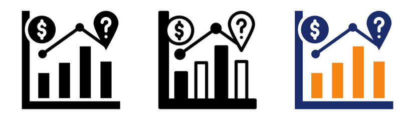 Market Forecast Icon Collection Glyph & Mixed Style 