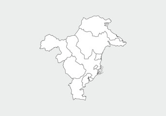 simple administrative,political and road map vector map of indonesian east kalimantan province