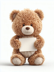 Obraz premium A teddy bear holding a white picture frame