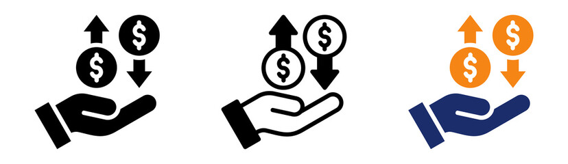 Profit Loss Icon Collection Glyph & Mixed Style 