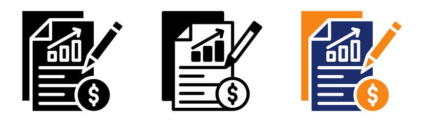Financial Statement Icon Collection Glyph & Mixed Style 