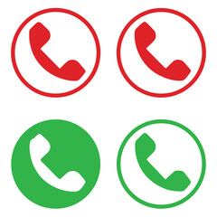 Four phone icons displayed in red and green circular designs