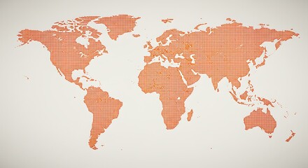 Orange Dotted World Map on a Light Background