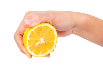 hand holding half of lemon