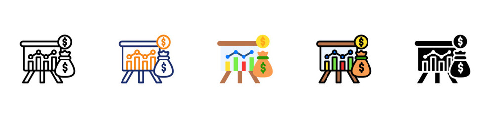 Financial Projection Icon Multiple Style Collection Set 
