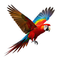 Fototapeta premium Exotic Scarlet Macaw Parrot with Vibrant Red Blue and Yellow Feathers, Generative AI