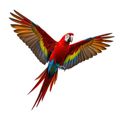 Obraz premium Exotic Scarlet Macaw Parrot with Vibrant Red Blue and Yellow Feathers, Generative AI