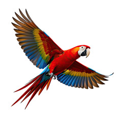 Fototapeta premium Exotic Scarlet Macaw Parrot with Vibrant Red Blue and Yellow Feathers, Generative AI