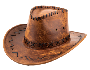 Brown Leather Cowboy Hat Isolated on White Background