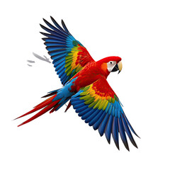 Obraz premium Exotic Scarlet Macaw Parrot with Vibrant Red Blue and Yellow Feathers, Generative AI