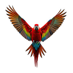 Fototapeta premium Exotic Scarlet Macaw Parrot with Vibrant Red Blue and Yellow Feathers, Generative AI