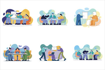 Obraz premium Business people activities set flat illustration 