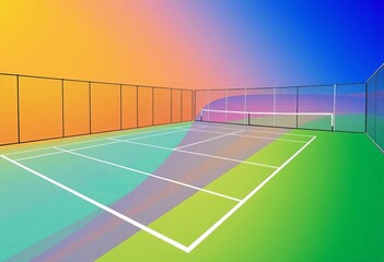 Fototapeta premium Abstract lines forming a tennis court shape, vibrant colors, bold, lines