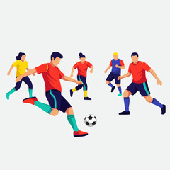 Flat vector illustration of playing soccer