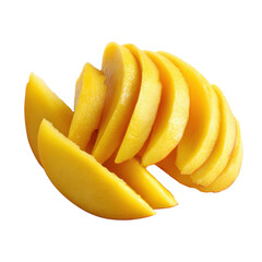Freshly Sliced Juicy Mango Pieces on a Transparent Background