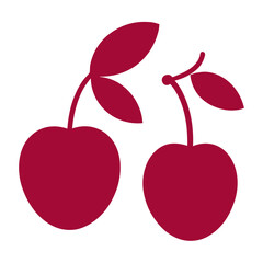 vector illustration of a cherry plum fruit silhouette