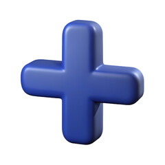 Obraz premium 3d rendered blue plus sign symbol with smooth rounded edges isolated on a isolated on transparent background
