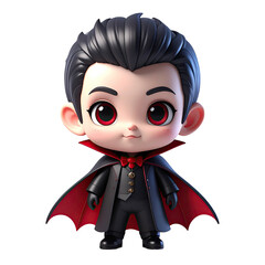 Cute, chibi vampire figure, dark hair, red eyes