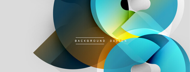 Fototapeta premium Abstract fluid shapes overlap, creating dynamic colorful design. Gradient hues blend, forming modern background pattern. Text reads background design.