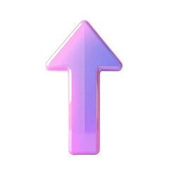 3D rendered, vibrant,  pink-purple arrow pointing up
