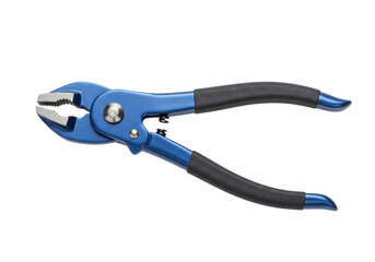 Isolated blue handled pliers, a hand tool for gripping, holding, and cutting materials