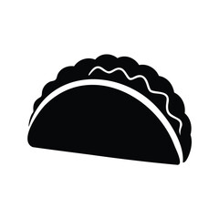 A delicious black and white empanada with filling and crust displayed, tacos mexican fast food silhouette vector illustration