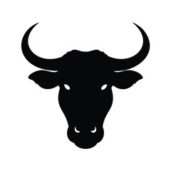 Striking Silhouette of a Powerful Water Buffalo, Emblem of Strength and Resilience, bull with horns silhouette vector illustration