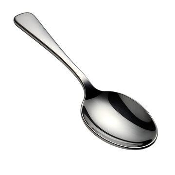 Shiny metal spoon isolated on transparent background