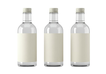 Isolated set of three blank liquor bottles for labeling for product mockups and promotion
