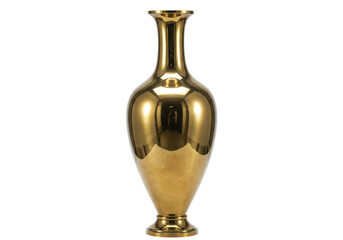 Isolated shiny gold vase decorative object for home, simple floral container element
