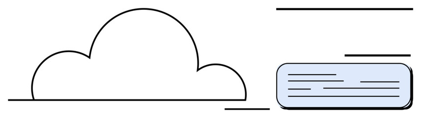 Cloud icon linked to document representation, symbolizing data storage and sharing. Ideal for technology, collaboration, networking, cloud computing, file management, data security, simplicity
