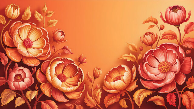 Fototapeta Elegant floral background with warm tones creates a vibrant and inviting atmosphere for your design project