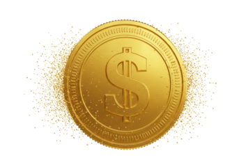 Isolated golden coin with dollar sign, prosperity and financial success concept asset