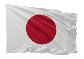 Isolated Japan national flag waving in the wind, Japanese symbol flying, country culture