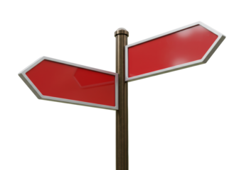 Isolated Signpost with Two Arrows Pointing Opposite Directions Indicates Choices