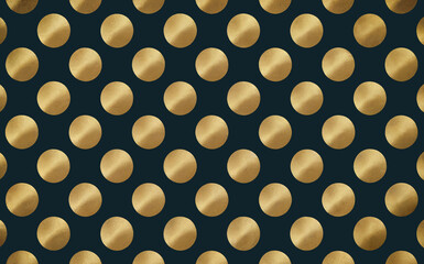Metallic gold  polka dots pattern on dark blue background.	