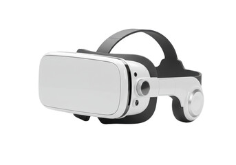 Isolated VR headset with gray strap and realistic appearance for simulated environment