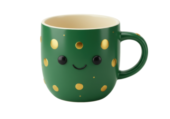 Isolated ceramic mug with dots, cheerful design, contemporary, gift, coffee cup, tea mug