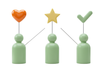 Isolated figures with symbols for appreciation, talent and validation for use design