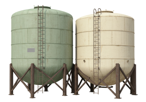 Isolated Tanks on Supporting Structures, Industrial Storage, Liquid or Gas, Outside