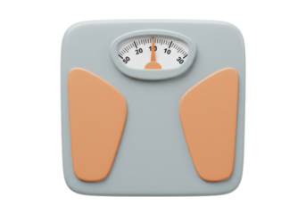 Isolated bathroom scale shows a weight of approximately 2.5 lbs on the dial face