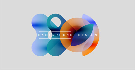 Abstract colorful shapes overlap, creating dynamic background. Text reads background design. Minimalist style, modern aesthetic.