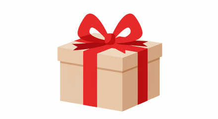 Fototapeta premium Stylized illustration of a beautifully wrapped gift box with a vibrant red ribbon and bow, symbolizing joy, celebration, and thoughtful giving for various occasions