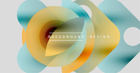 Abstract colorful layers create dynamic background. Soft gradients, flowing shapes, modern design elements present. Minimalist aesthetic.