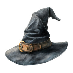Watercolor witch hat isolated on transparent background